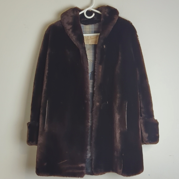 Jackets & Blazers - Gorgeous Vintage 1950's Fur Coat Heavy Long Brown Mouton Lamb Pockets Women's L